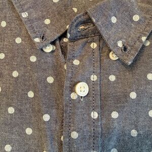 H&M Gray/Navy Polka Dot Casual Shirt